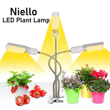 Niello 150W Plant Grow Light 3 Head Full Spectrum LED Plant Lamp with Automatic Timer 3/6/12 Hrs & 5 Brightness Levels for Plants Vegetables Fruits & Flowers - Imported from UK